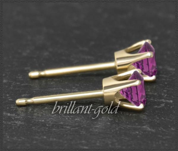 Preview: Ohrstecker 585 Gold Rhodolith dunkel rosa 4,5,6,7mm
